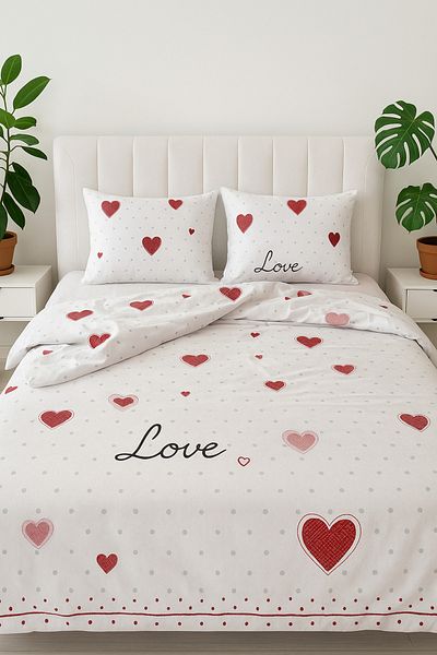 MixCotton Home Double Cotton Fitted Sheet and 2 Pillowcases