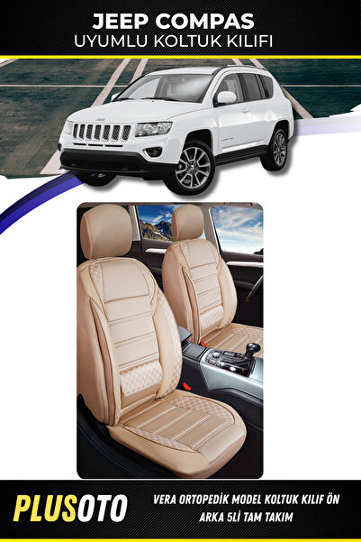 PlusOto مجموعة أغطية مقاعد السيارة باللون البيج المتوافقة مع Jeep Compass من ...