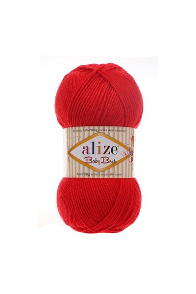 Alize 5 bucăți Baby Best amestec de bambus anti-pilling - 56 roșu - 100 gr. 240 Mt.