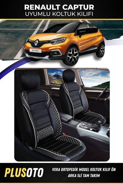 PlusOto مجموعة غطاء مقعد السيارة المتوافقة مع سلسلة Vera من Renault Captur با...