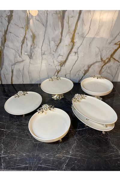 MAY HOME 6 Piece Daisy Silver Presentation Service Set