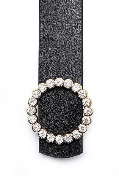 Paçuli Moda Patchouli Women's Round Jewelled Pin Buckle Belt K-ss20005