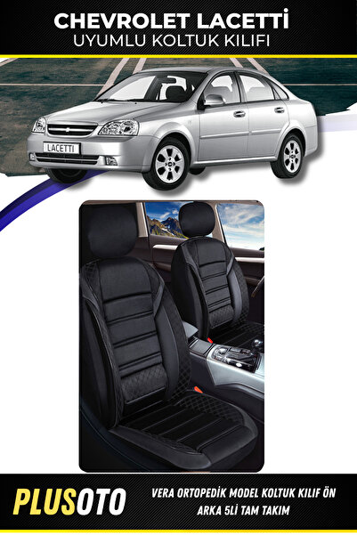 PlusOto مجموعة غطاء مقعد السيارة الأسود المتوافق مع سلسلة شيفروليه لاسيتي فير...