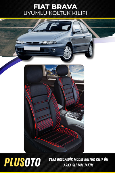 PlusOto مجموعة أغطية مقاعد السيارة المتوافقة مع فيات برافا من سلسلة فيرا بالل...