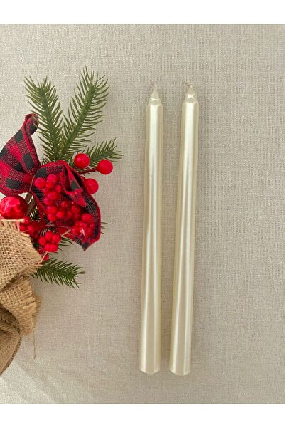 hediyeofisi 2li Sedef İnci Renkli Şamdan Mumu