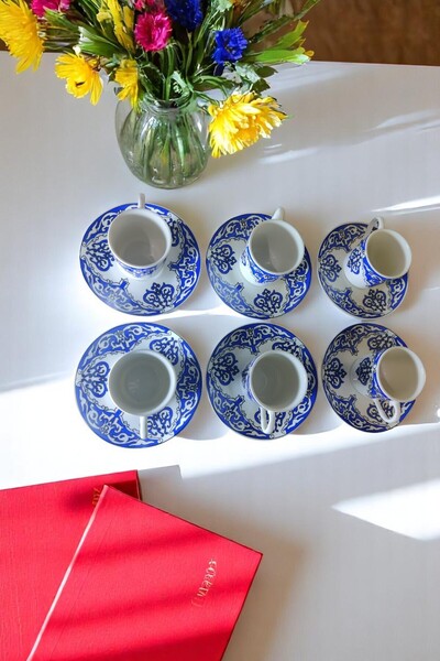 e-meta Kütahya Özel Günler İçin 6 Kişilik Kahve Seti - 12 Parça Porselen Fincan Takımı - Hediyelik