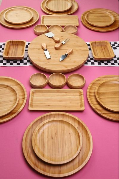 Atbyhome Bambu Sense 27 Piece Natural Bamboo Breakfast Set for 6 People – Breakfast Set Presentation Set