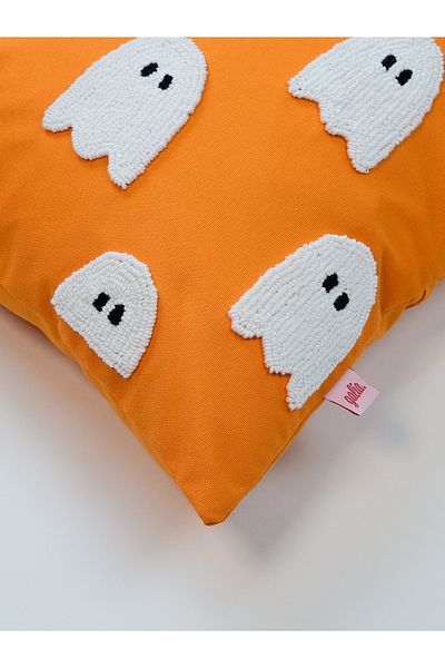 Galia Tasarım Pacman Ghost Punch Throw Pillow Cover - Orange
