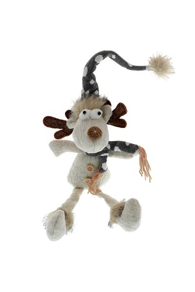 GiftExpress Textile reindeer with hat and scarf - Grey