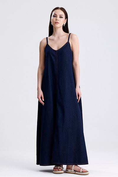 macharel jeans Long Denim Jeans Dress with Rope Straps