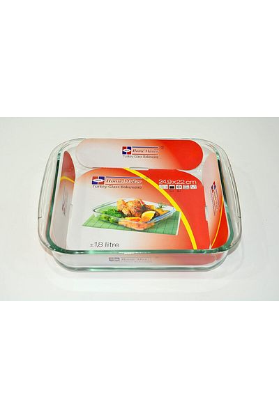 HOME MAKER طبق خبز مربع AHM سعة 1.8 لتر - زجاج فرن