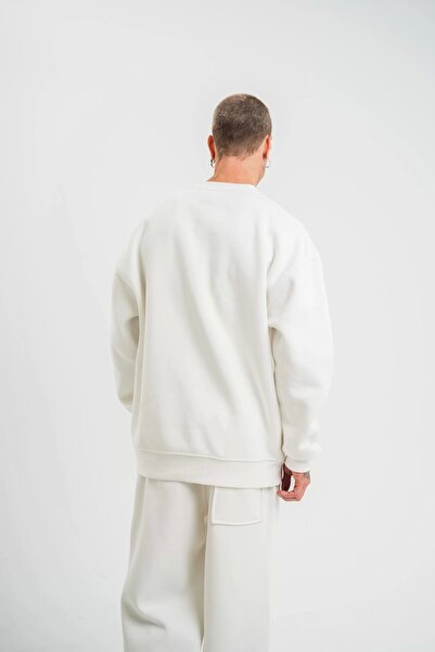 YALÇIN Μακρυμάνικο Crew Neck Basic Φούτερ - Λευκό
