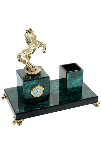 GiftExpress Highclass green desk stand with clock