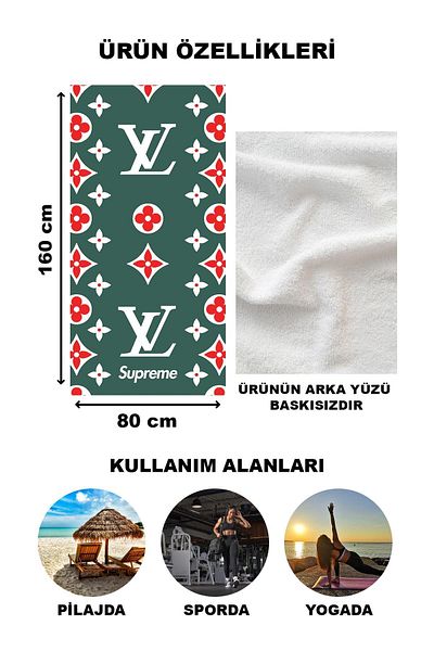 Doruklar Home Collection Πετσέτα θάλασσας με μοντέρνα σχέδια ψηφιακής εκτύπωσης 80x160 cm Lux85