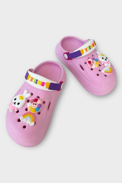 Liger Çocuk Günlük Ortopedik Kaymaz Taban Figürlü Sandalet Terlik PEMBE