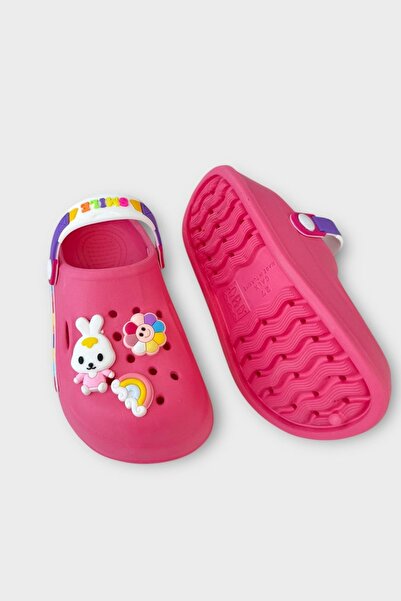 Liger Çocuk Günlük Ortopedik Kaymaz Taban Figürlü Sandalet Terlik FUŞYA