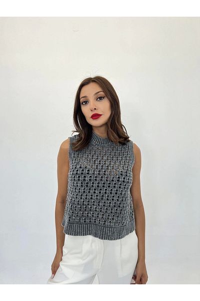 nedo7 43021 Knitwear Mesh Sweater-Anthracite