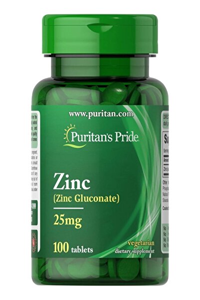 Puritan's Pride Zinc 25 Mg to Support Immune System Health Tablets, White, 10...