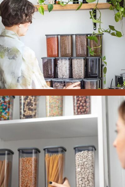 Flora Kare Erzak Saklama Kabı 24'lü Set, Gıda Baharat Bakliyat Saklama Kabı Orta Boy 24x(1,3 lt)