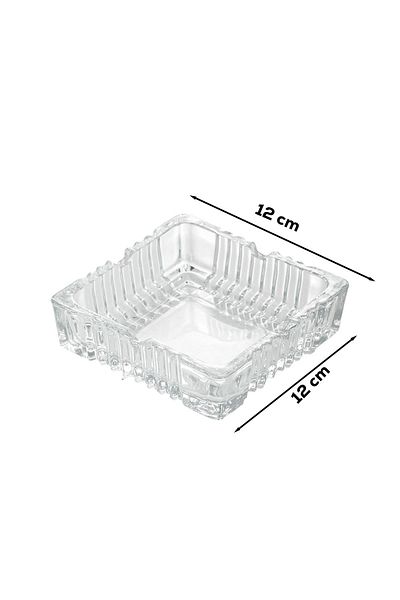 ALBETTO Klk-02 Crystal Glass Square Ashtray - Transparent Luxury Ash Tray 12X12 cm