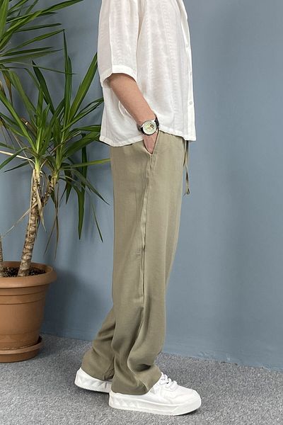 Alışveriş Sokağı Modal Fabric Lace-Up Baggy Pants