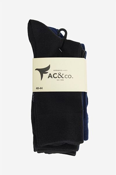 AC&Co / Altınyıldız Classics Men's Black-Navy Blue Cotton 7 Pack Flexible Socks