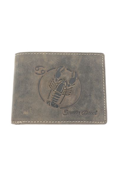 GiftExpress Men's wallet made of genuine brown leather Zodiac Cancer
