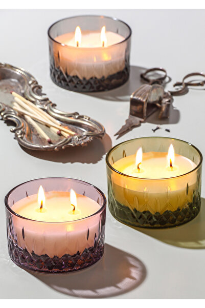 Ruby Dark Pastel Kokulu Mum 3'lü Set Vanilya Kokulu Mum 390 Gr.