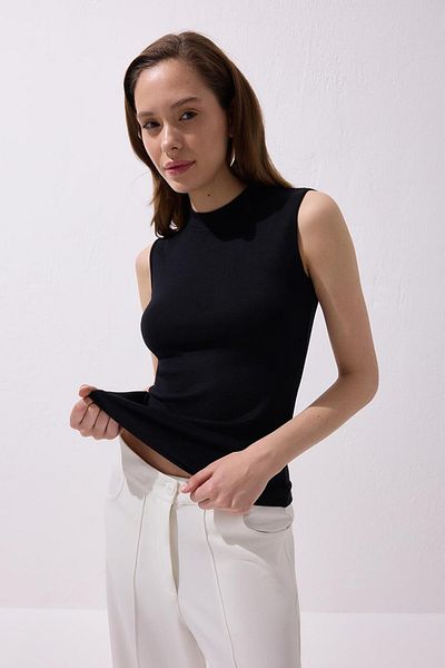 KADRİYE BAŞTÜRK Μηδενικό μανίκι Lycra Cotton Bady Black