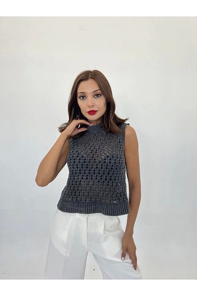 nedo7 43021 Knitwear Mesh Sweater-Black
