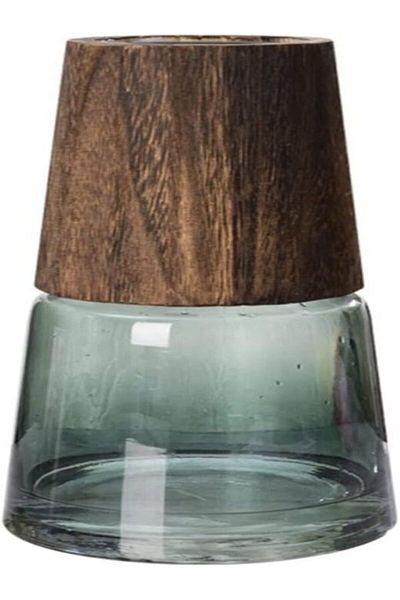 Generic Decorative Glass Vase - Made of Glass and Wood - Decorative Autumn Living Room Gift for Women