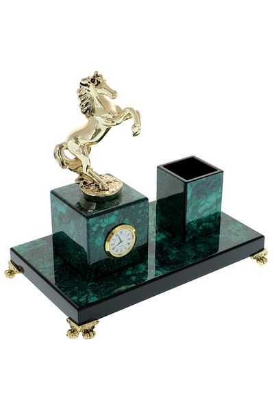 GiftExpress Highclass green desk stand with clock