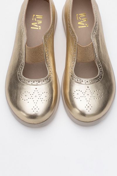 LuviShoes Pantofi casual de damă CHELLE din piele naturală elastică auriu metalic