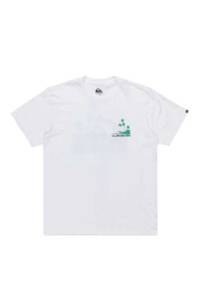 Quiksilver Ανδρικό μπλουζάκι Palm Lines Ss σε λευκό χρώμα EQYZT08057-908
