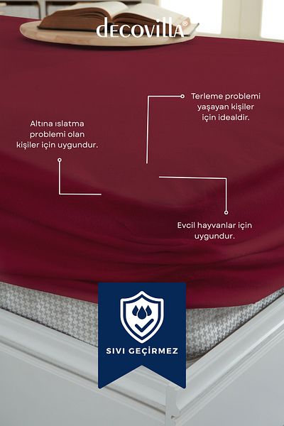 Decovilla Micro Fitted Full Edge Water Liquid Proof Mattress Protector Mattress Protector Sheet Ruby Red