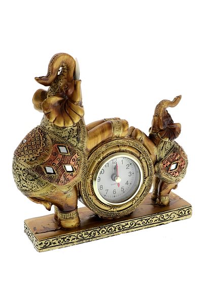 GiftExpress Decorative clock with golden elephants