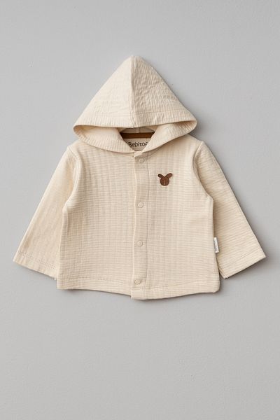 Bebitof Cute Figures Patterned Hooded Cotton Baby Cardigan