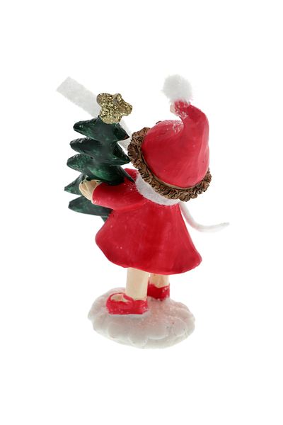GiftExpress Little Girl Figurine with Christmas Tree