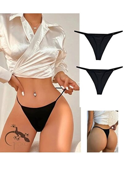 BUUM FASHION Beli Lastikli Salaş Ayrobin Pantolon altı ip lastikli string tan...