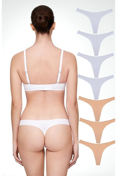 yokyokcollection Thong Laser Cut Women's Panties No Trace 7 Pieces