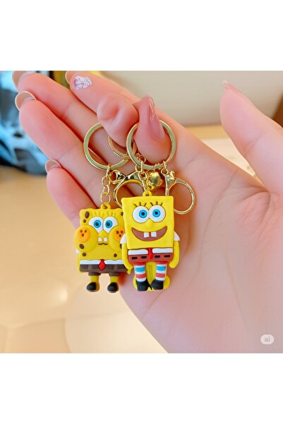 glanssieraad 3D Sünger Bob Anahtarlık – Büyük Boy, Hediyelik ve Çanta Aksesuarı