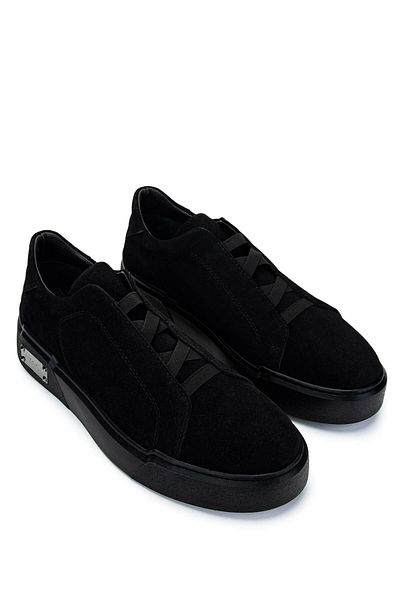 Tamer Tanca Men's Genuine Leather Black Suede Sneakers & Sports Shoes