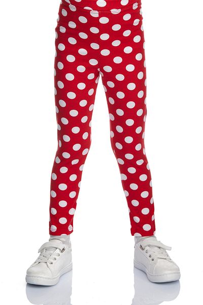 LOVETTI Red Girl's Polka-Dot Patterned Leggings