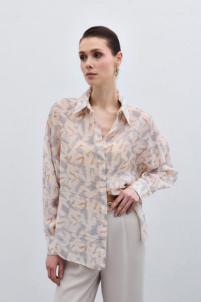 Sateen Patterned Viscose Shirt - Gray