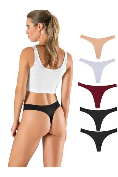 yokyokcollection Γυναικεία εσώρουχα Thong Laser Cut χωρίς σημάδια 5 τεμαχίων