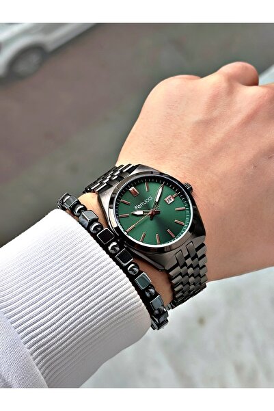 Ferrucci FERRUCCİ YEŞİL KADRANLI FUNCTION SİYAH METAL ERKEK KOL SAATİ