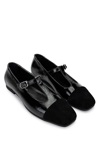 Tamer Tanca Women's Genuine Leather Black Ballerina Shoes