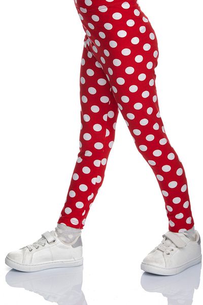 LOVETTI Red Girl's Polka-Dot Patterned Leggings