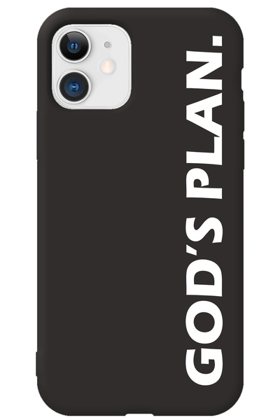 WANNA PROTECT iPhone 11 Siyah İçi Kadife God's Plan Desenli Silikon Telefon K...
