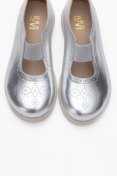 LuviShoes Pantofi casual de damă CHELLE din piele naturală elastică argintiu metalic